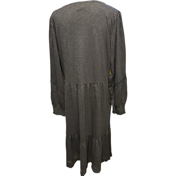 Denim & Co. NWT Canyon Retreat Tall Easy MidiBoot Dress L Tiered Cotton Blend - Picture 3 of 5